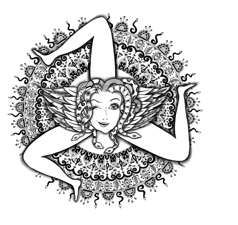Trinacria - symbol of sicily in Mandala style